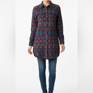 LL Bean Signature Chamois Cotton Button Down Tunic Shirt Dress Southwestern S